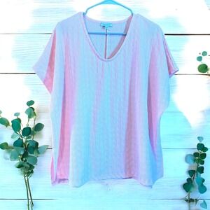 White Birch Top Size L Peach/light orange Textured‎ V Neck Short Sleeve Blouse